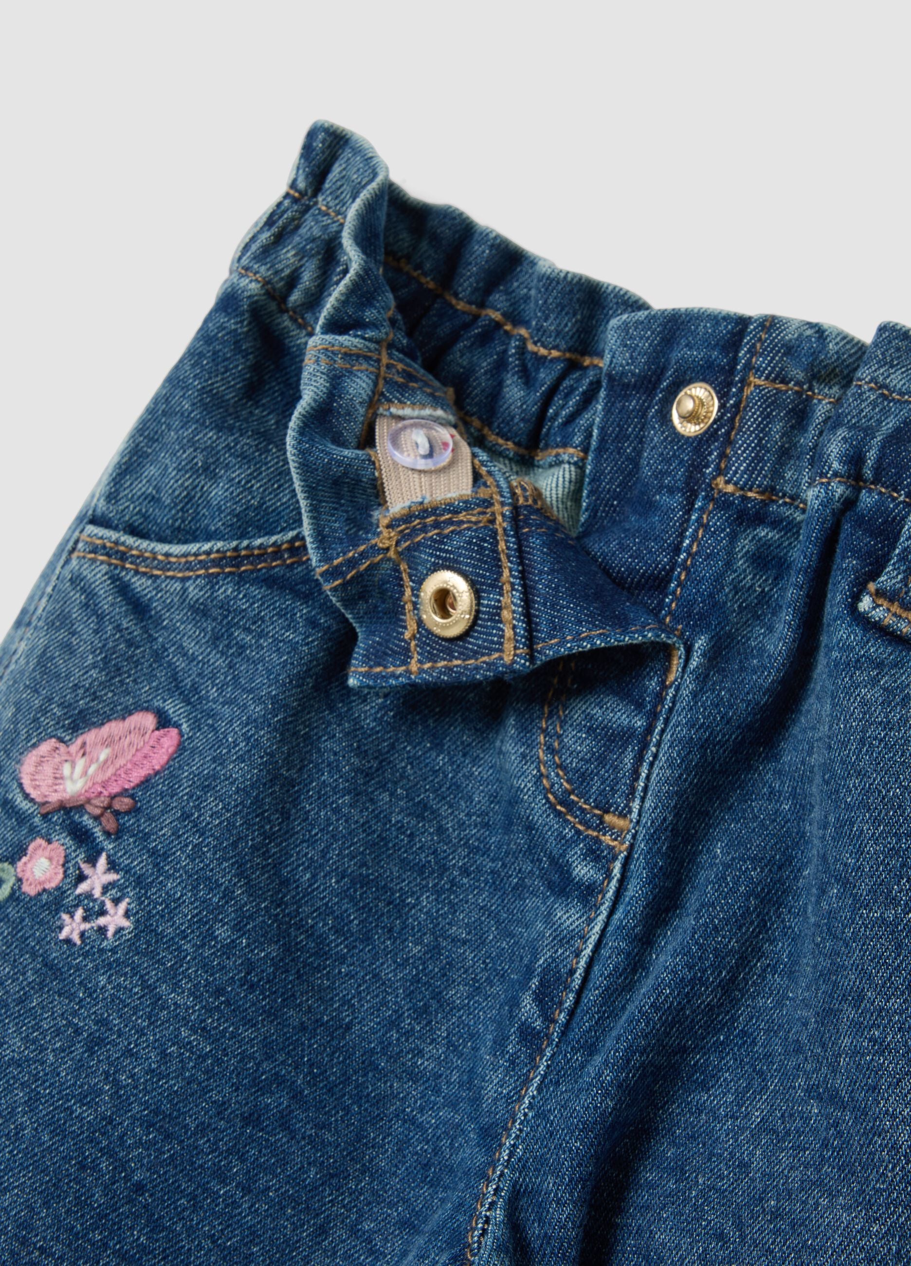 Blue wide-leg jeans in stretch cotton