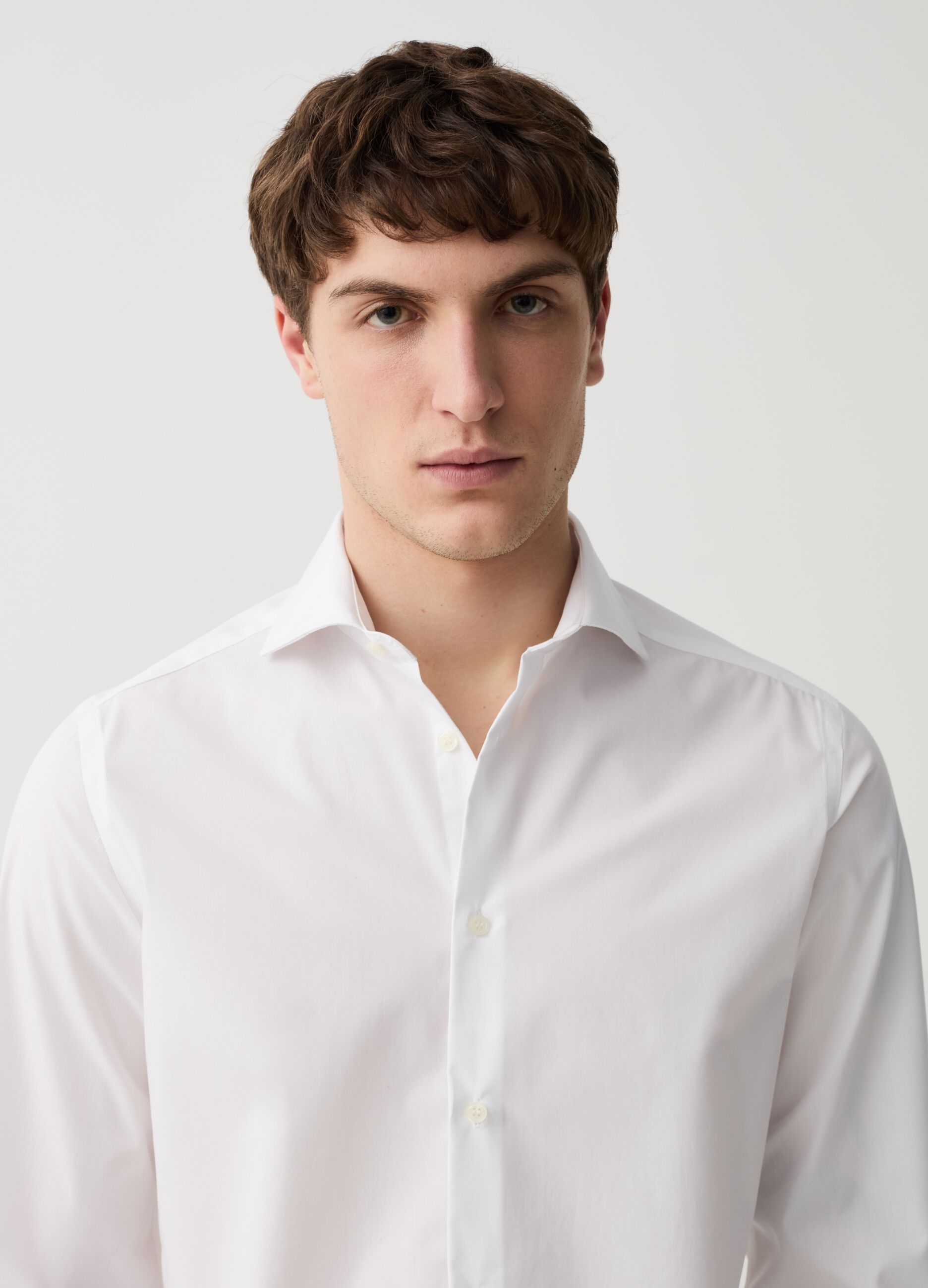 Slim-fit shirt in no-iron cotton