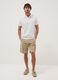 Beige stretch cotton cargo bermuda shorts_0