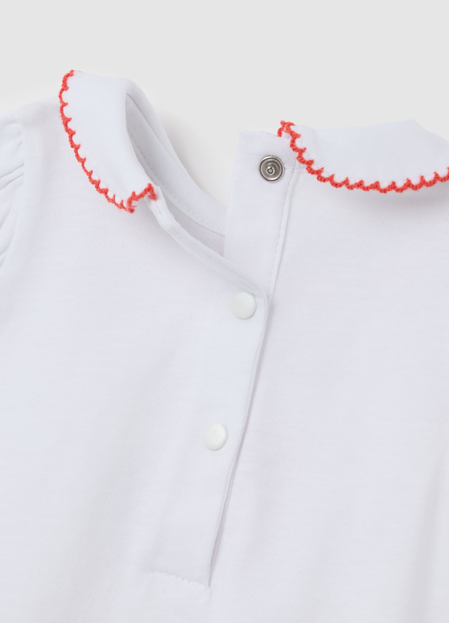 Body da neonato in puro cotone bianco con colletto classico