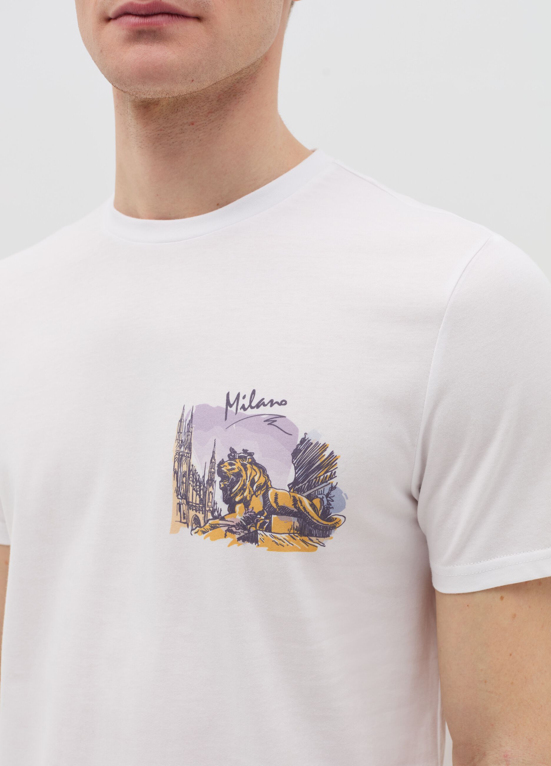 T-shirt in cotone con stampa "Milano"
