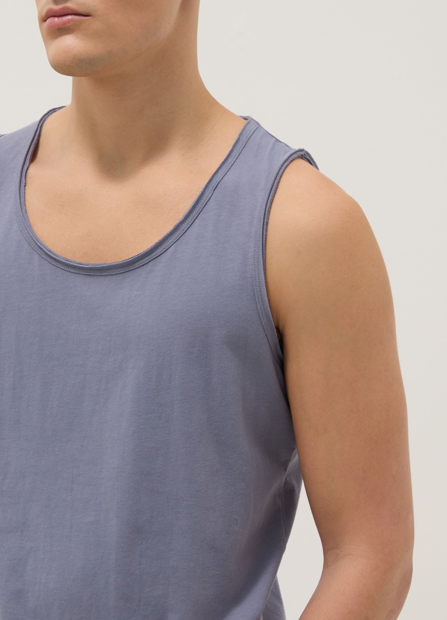 Blue pure cotton vest top