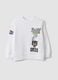 White cotton-blend crew-neck racing print sweatshirt for boys_0
