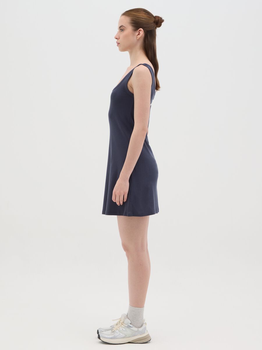 Women's short blue sleeveless cotton dress - regular fit_1