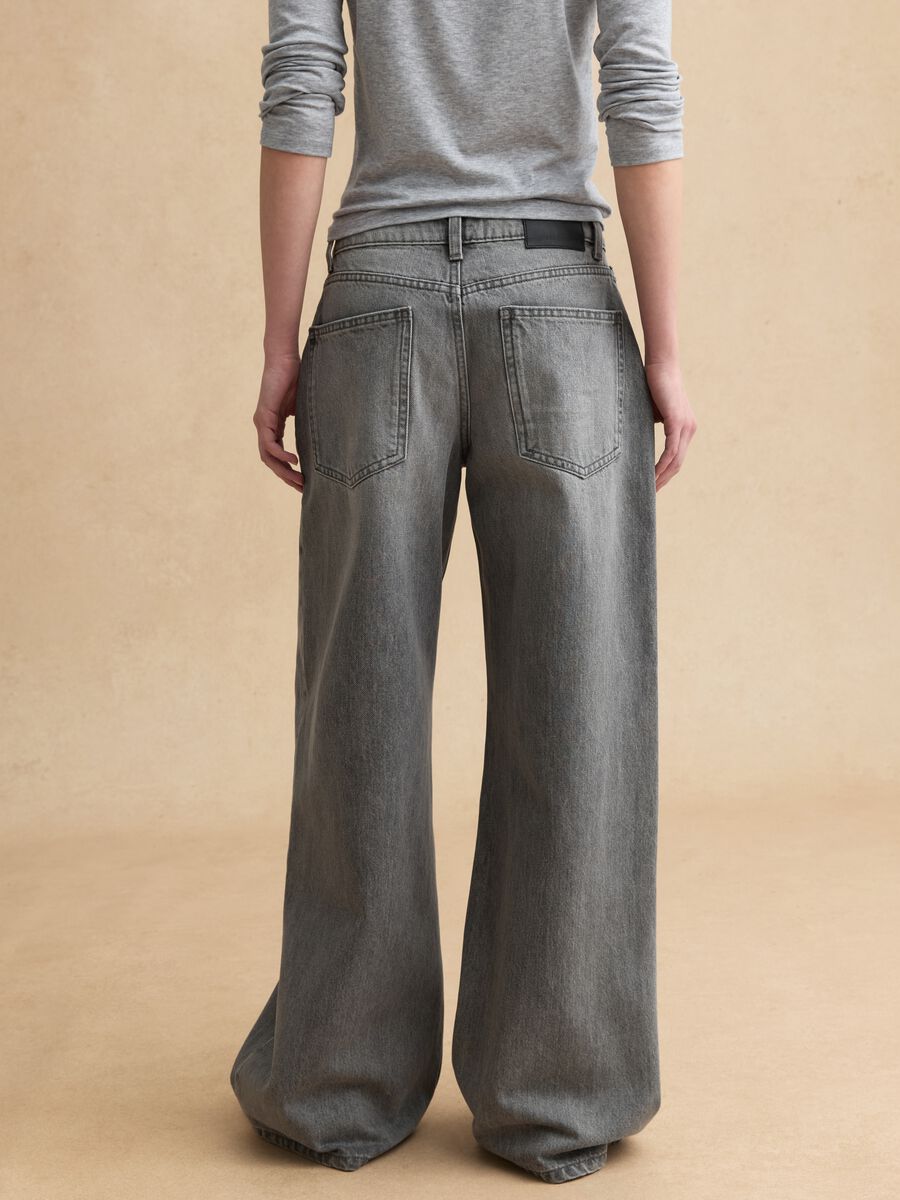 Grey Wide Leg Pure Cotton Jeans_2