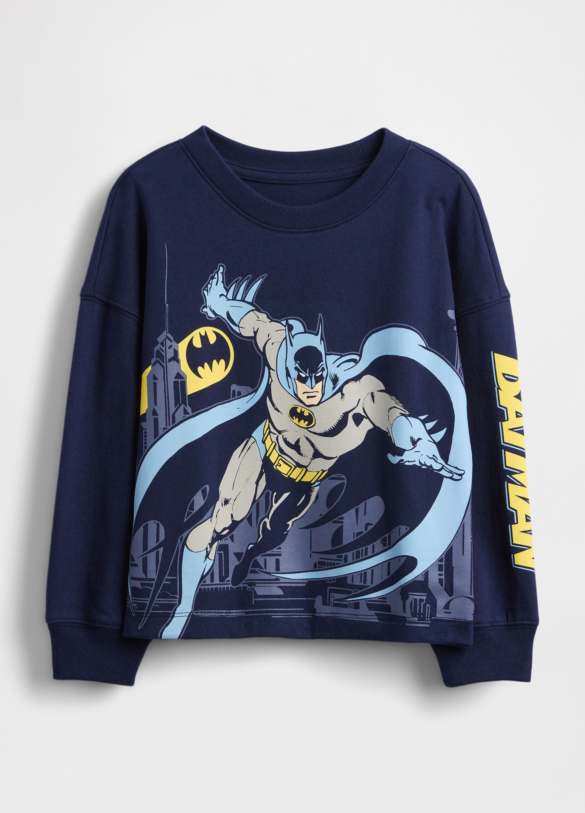 Blue Long Sleeve Shirt with Batman Graphic