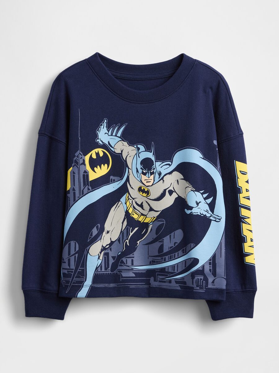 Blue Long Sleeve Shirt with Batman Graphic_0