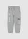 Grey cotton blend children's trousers with oversized fit_0