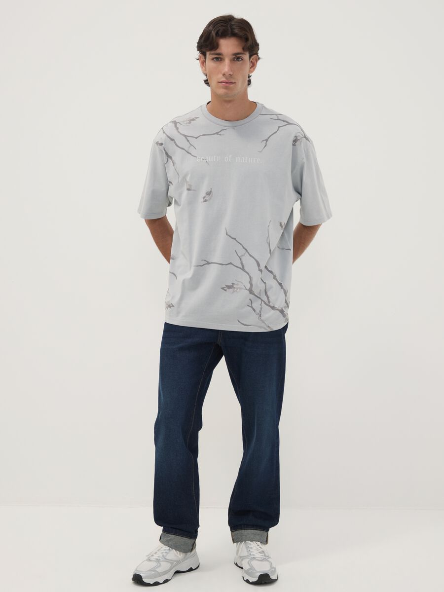 T-shirt grigia in puro cotone con stampa ramage_2