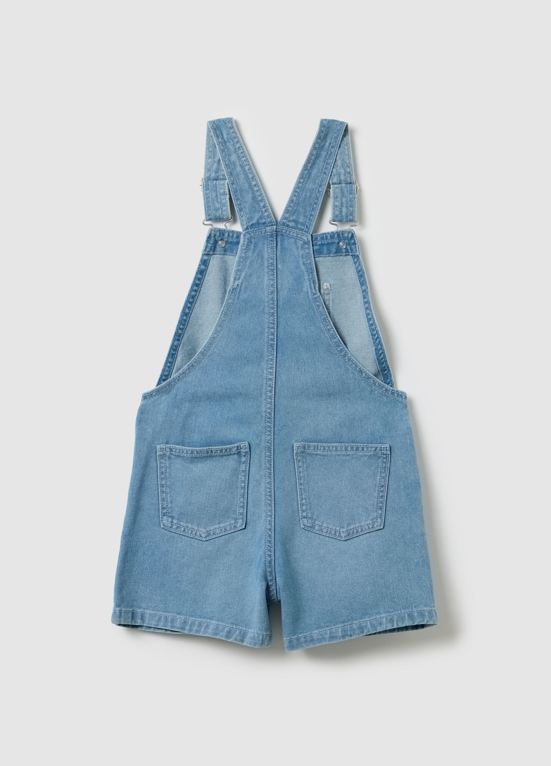 Girls’ regular fit dungaree shorts in cotton denim