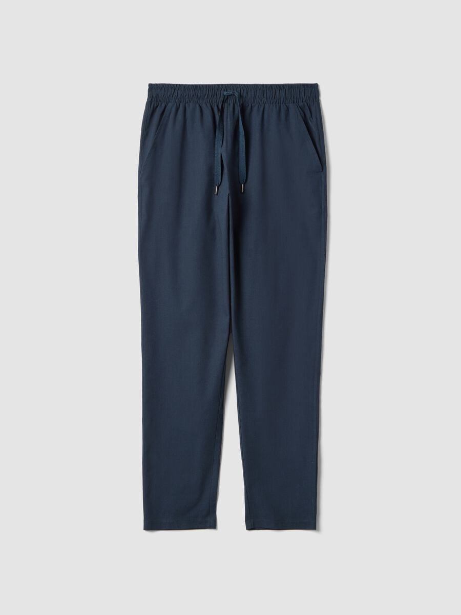 Green cotton-linen blend pyjama trousers, relaxed fit_4