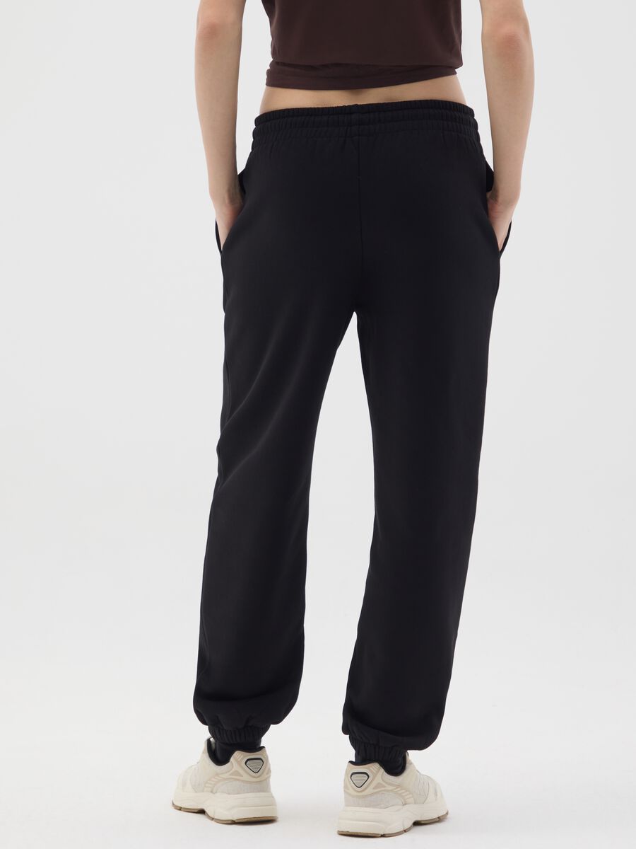 Black cotton blend regular fit trousers_2