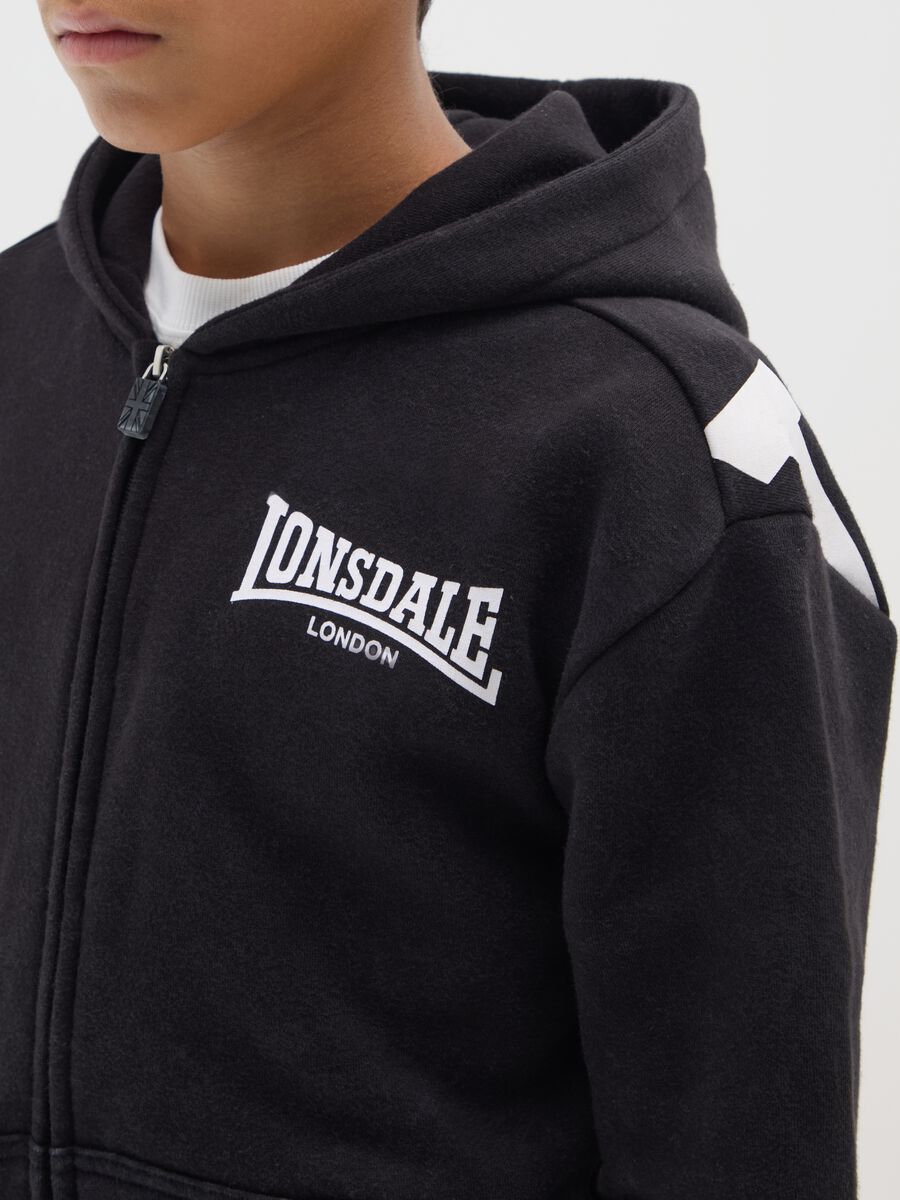 Children's black cotton blend hoodie regular fit with zip_2