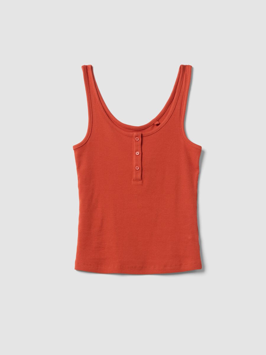 Tank top rosso in cotone elasticizzato con bottoni regular fit_4