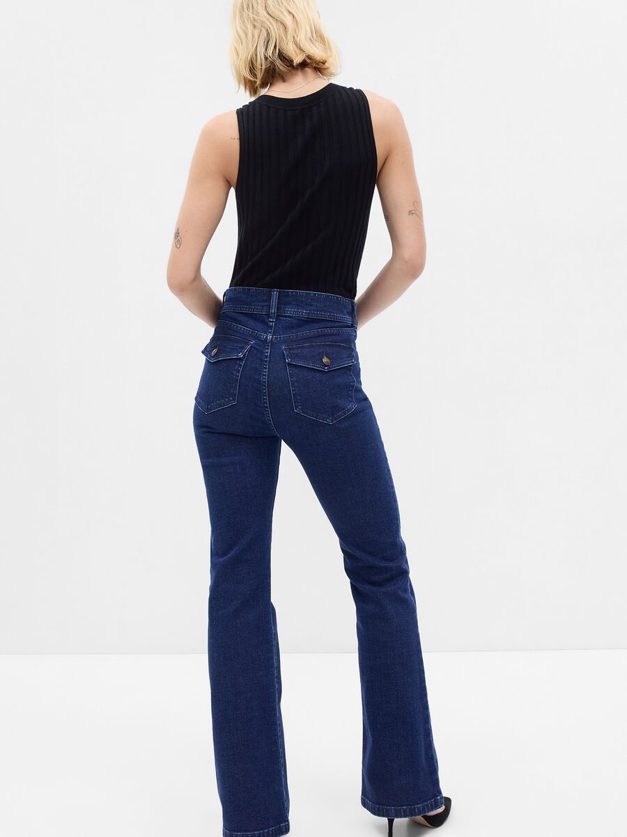 Jeans flare fit a vita alta con bottoni_1