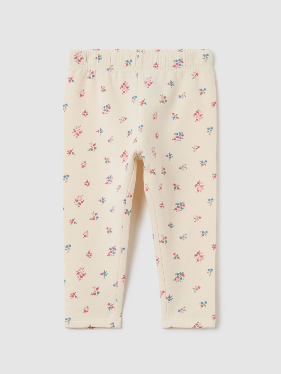 Girls' beige slim fit cotton leggings_0