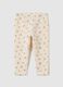 Girls' beige slim fit cotton leggings_0