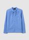 Sky blue cotton blend striped oversized shirt_4