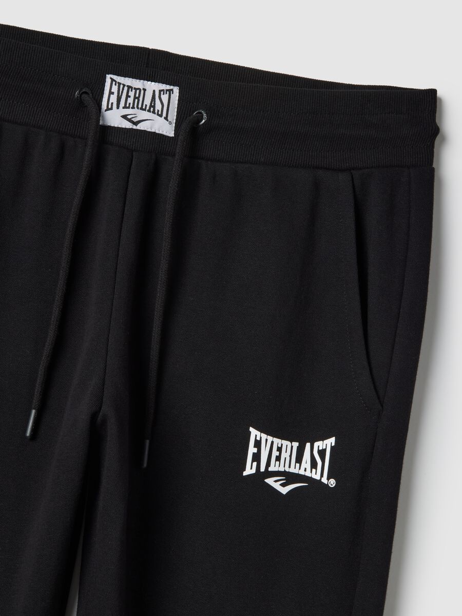 Black Cotton Blend Regular Fit Jogger Pants with Everlast Logo_5