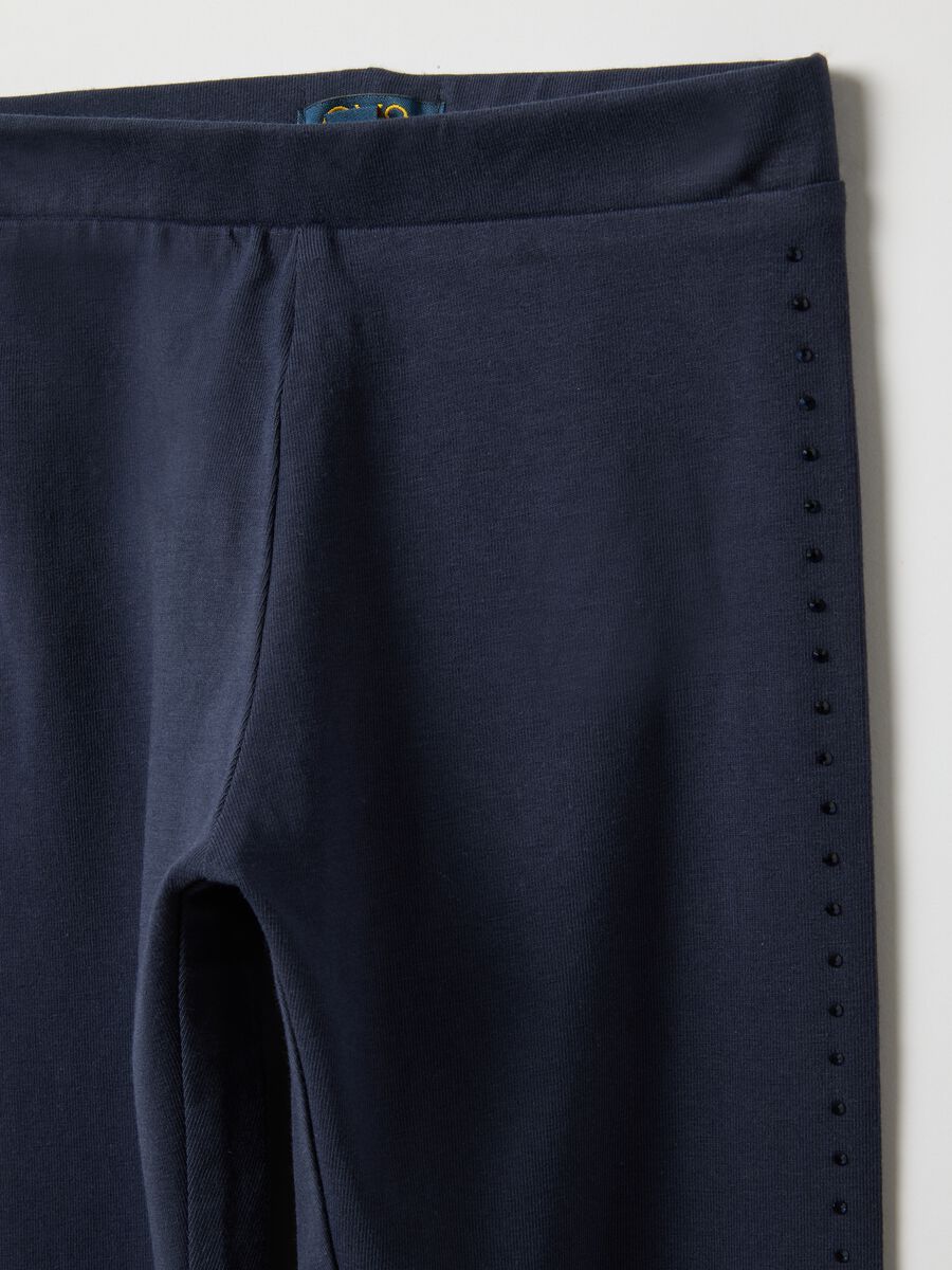 Girls' Blue Stretch Cotton Skinny Fit Leggings_2