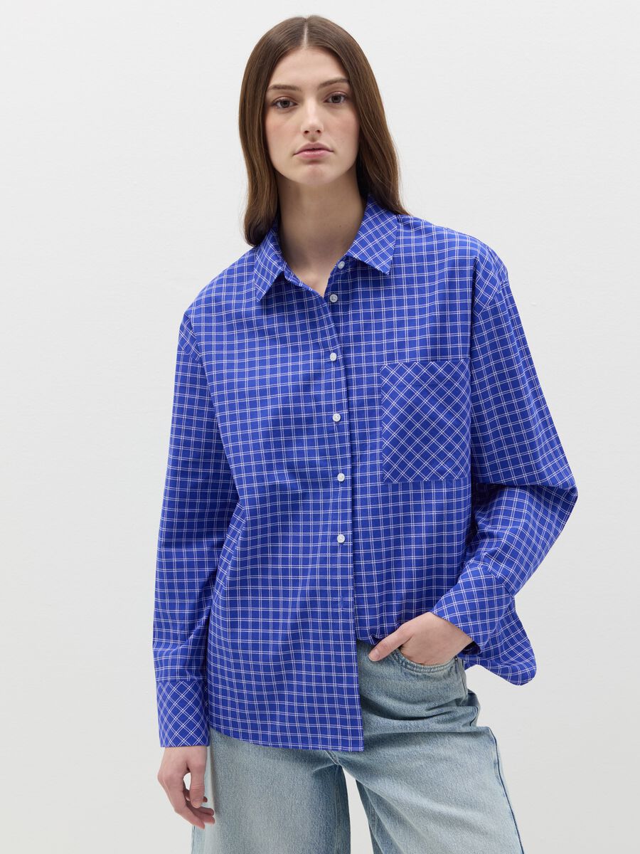 Shirt and bralette set with check pattern_0