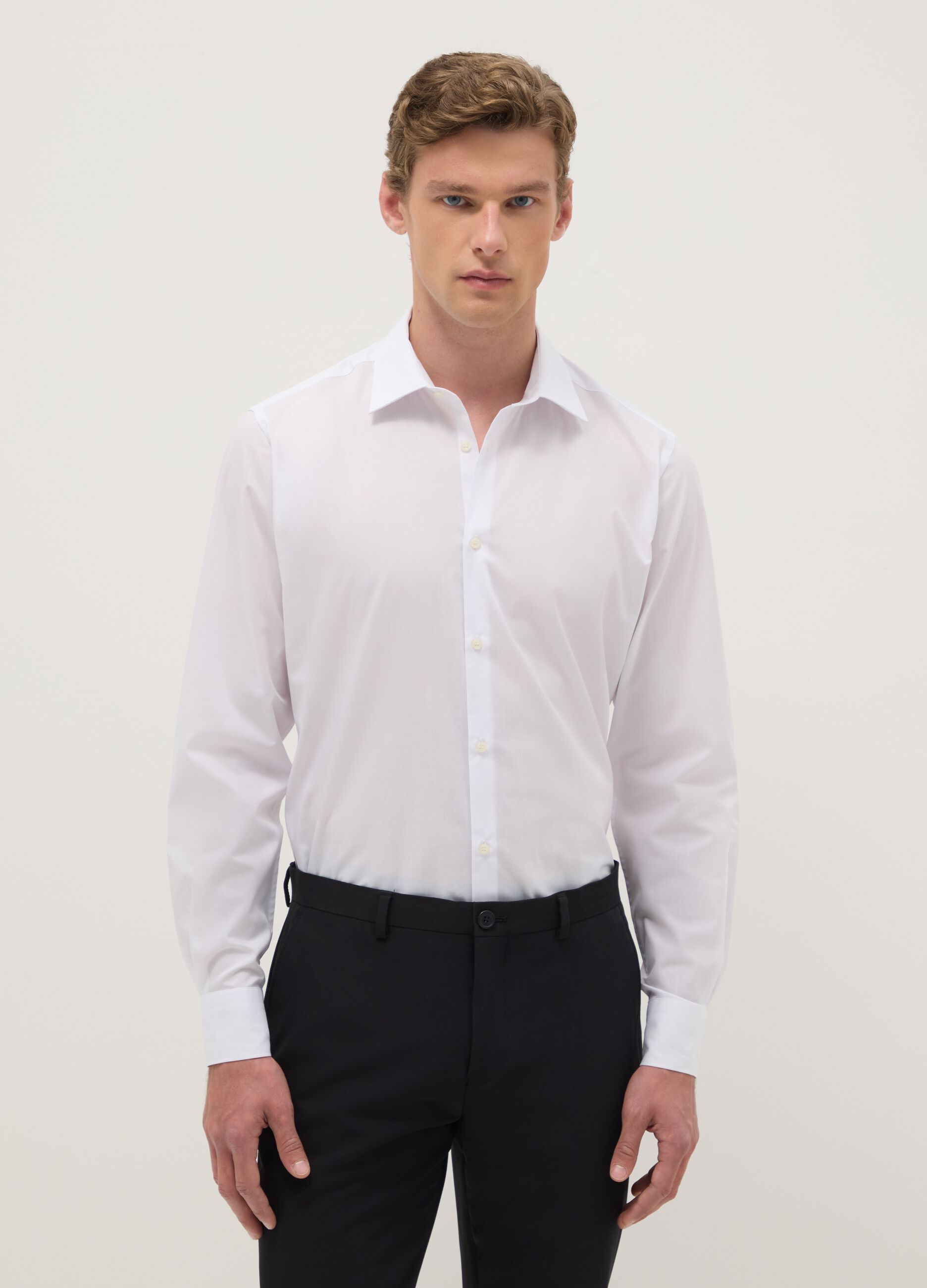 White Shirt with Classic Collar Slim Fit