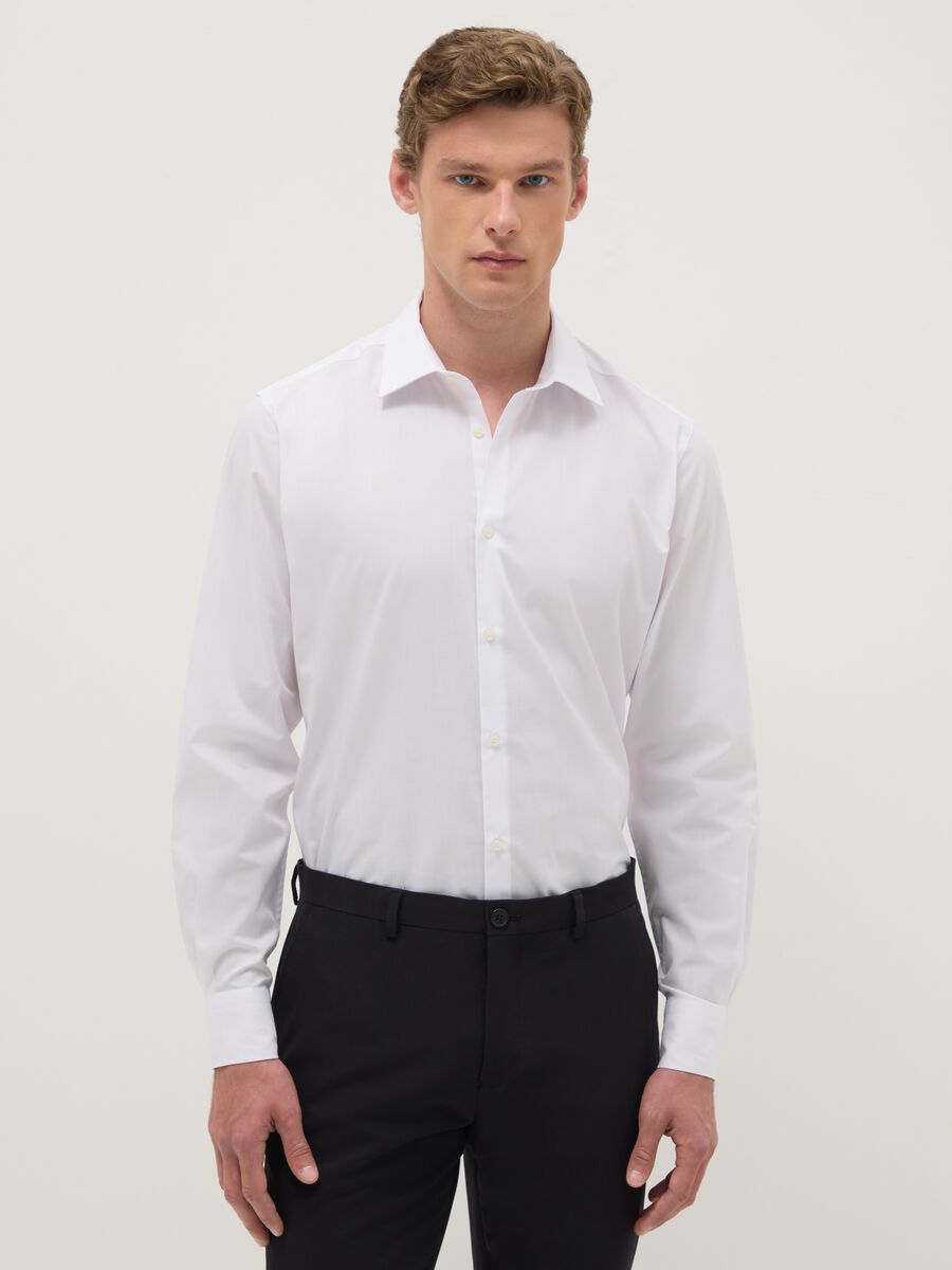 White Shirt with Classic Collar Slim Fit_0