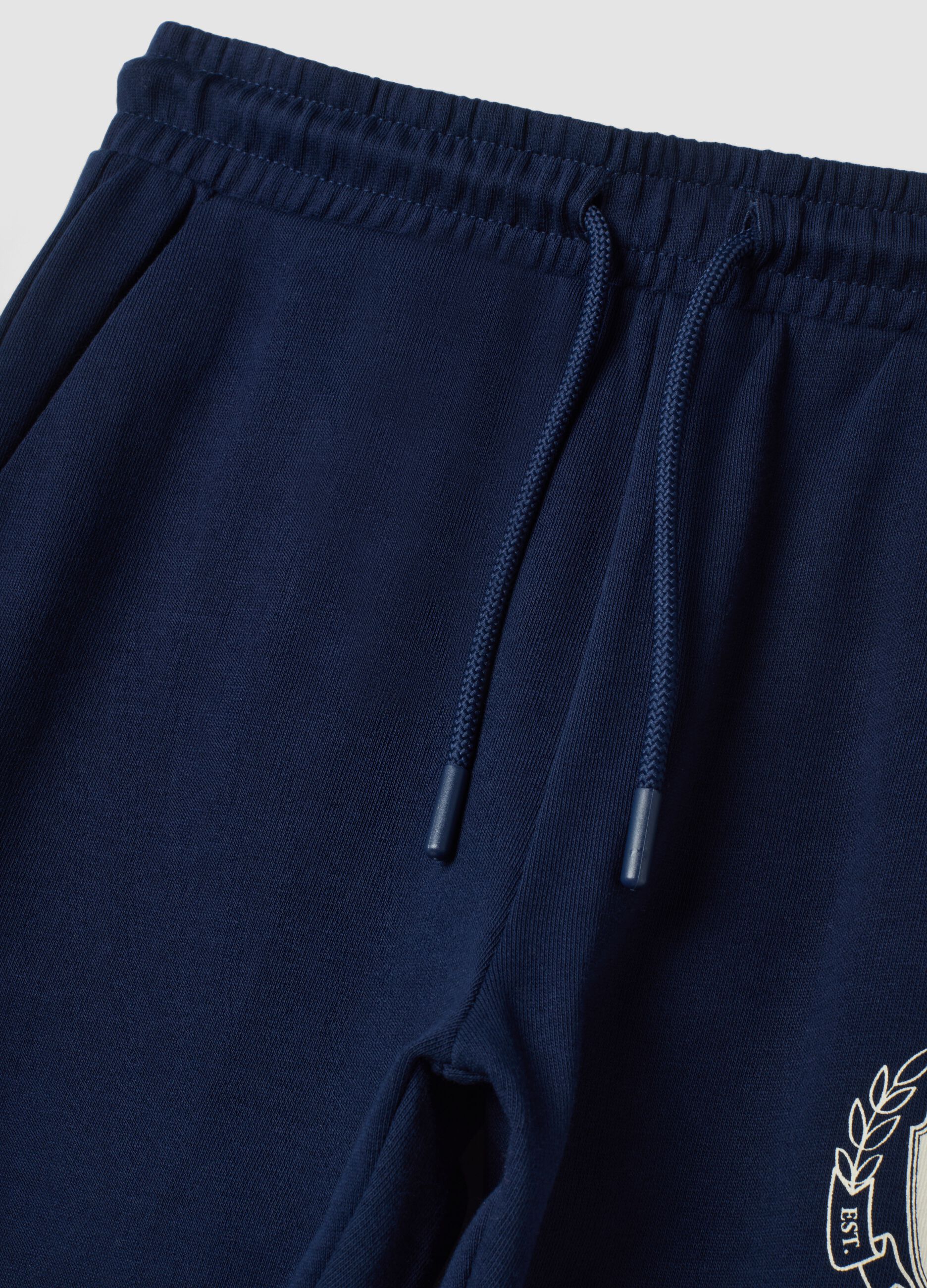 Blue pure cotton joggers with print