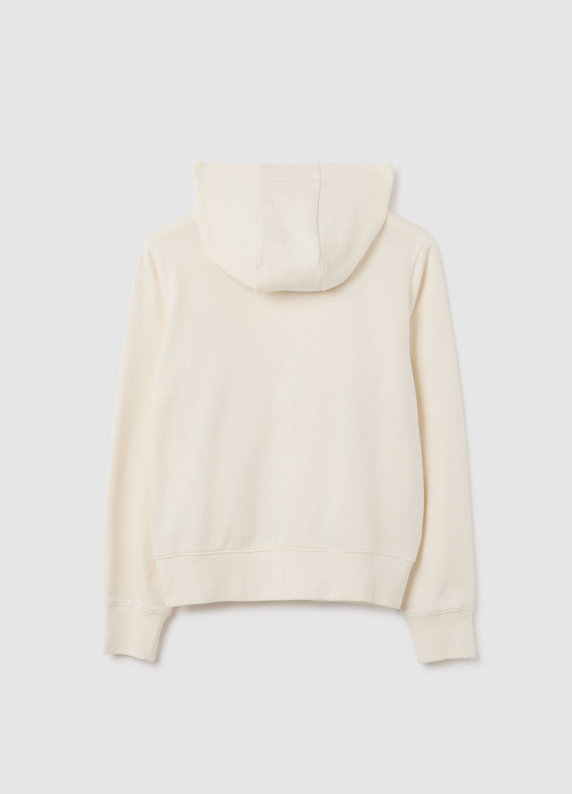 Girls' white pure cotton sweatshirt with regular fit