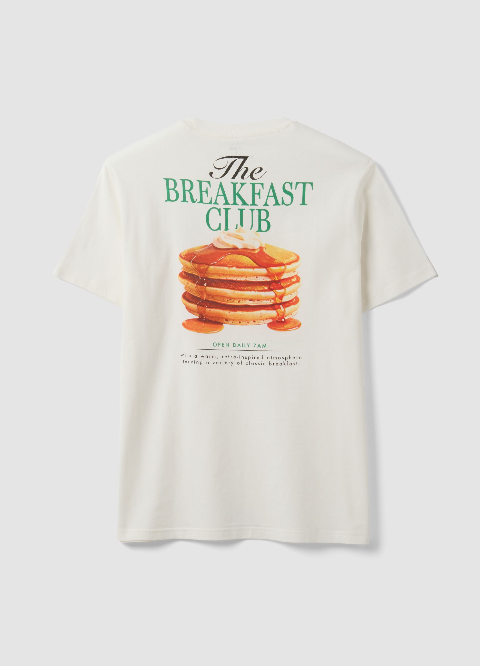 White pure cotton jersey T-shirt with print, regular fit