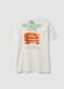 White pure cotton jersey T-shirt with print, regular fit_6