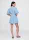 Blue cotton dress with puff sleeves_1