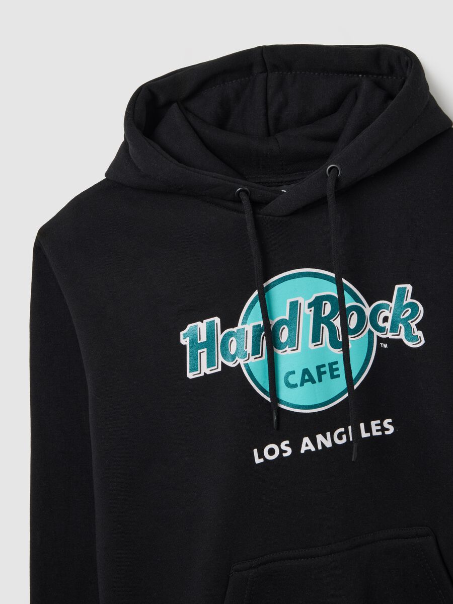 Black cotton-blend hoodie regular fit with Hard Rock Cafe logo_1
