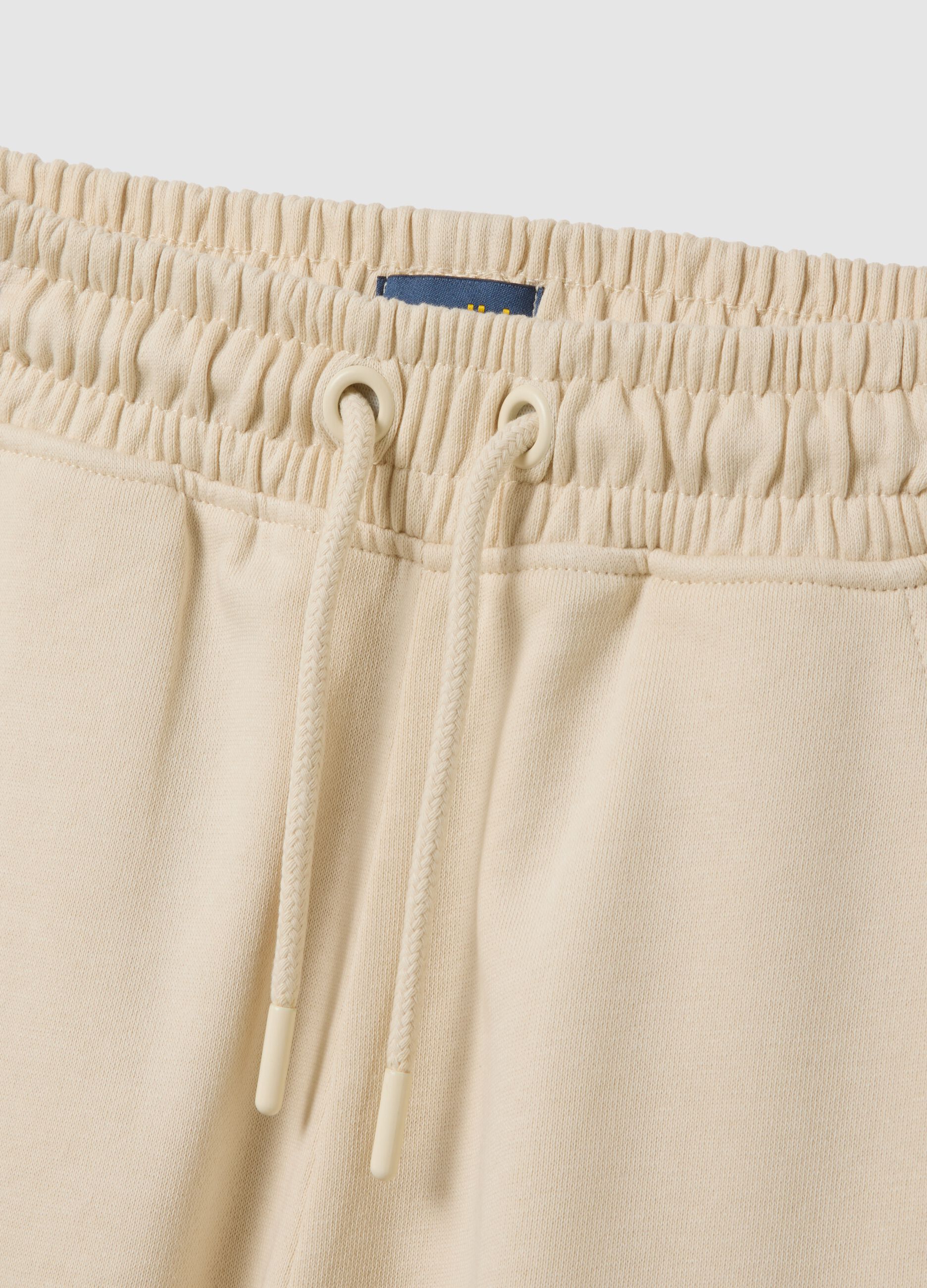 Pantaloni jogging da bambina in puro cotone beige regular fit
