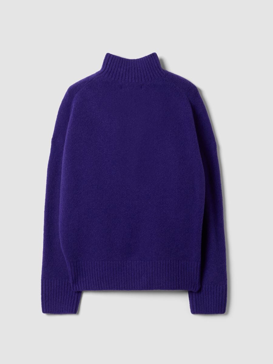 Blue stretch wool jumper with high neck_1