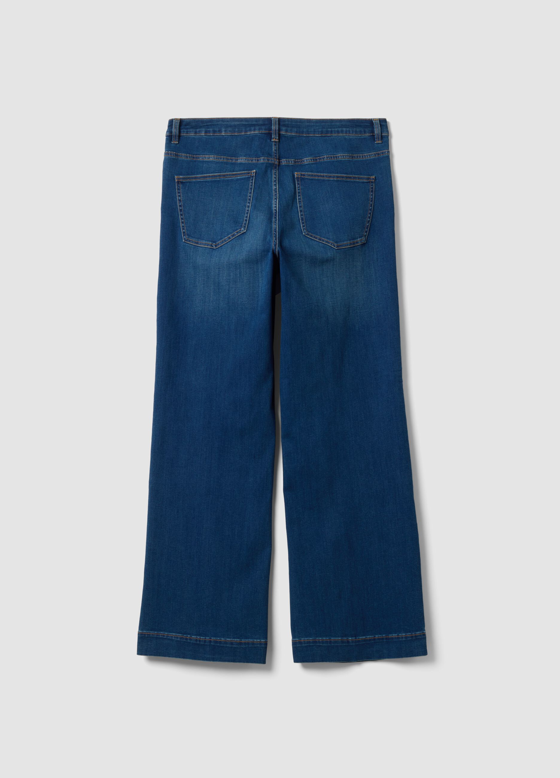 Blue denim bootcut jeans in stretch cotton and viscose