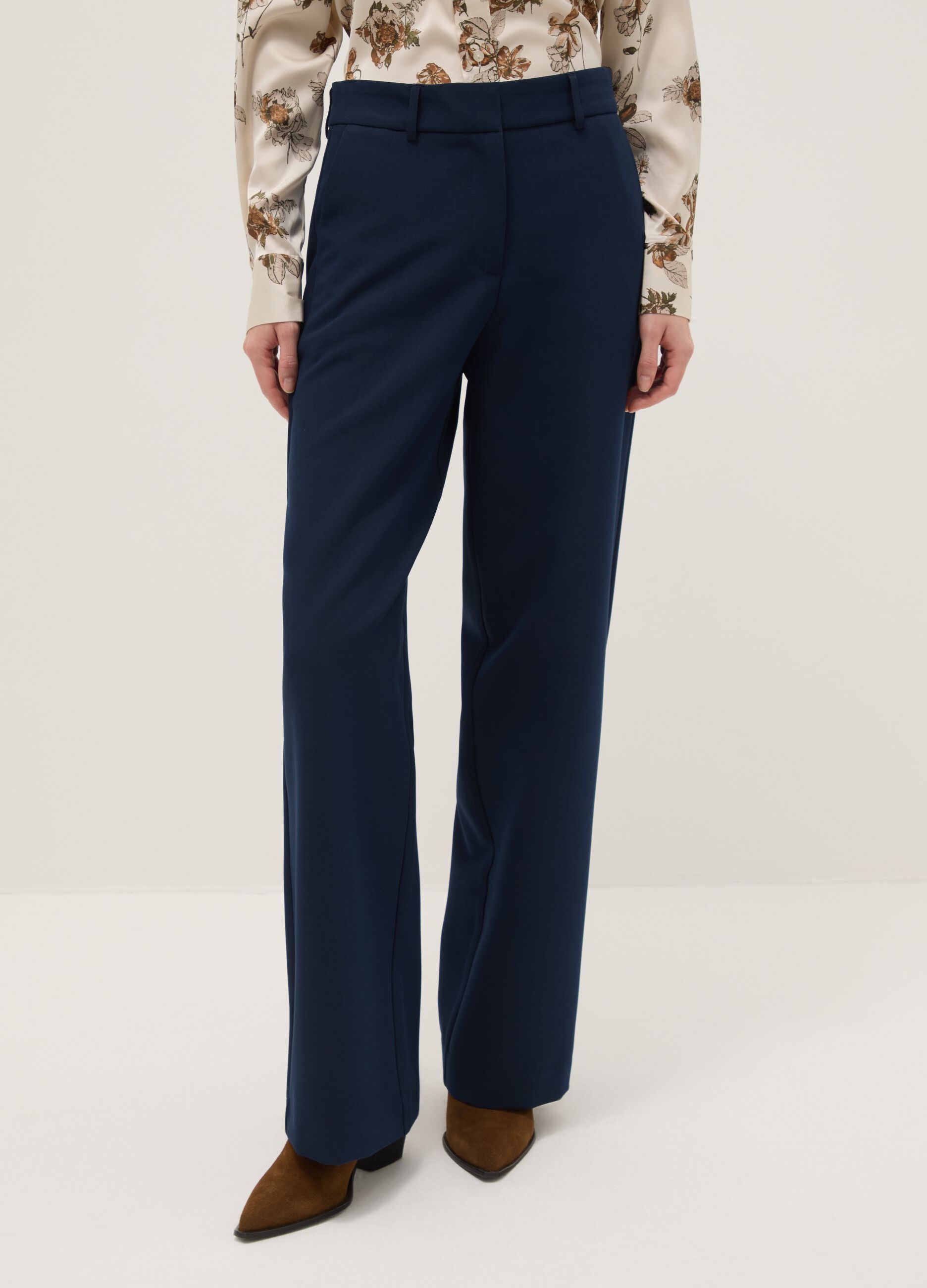 Pantaloni The Iconic Pants blu navy in misto viscosa straight fit