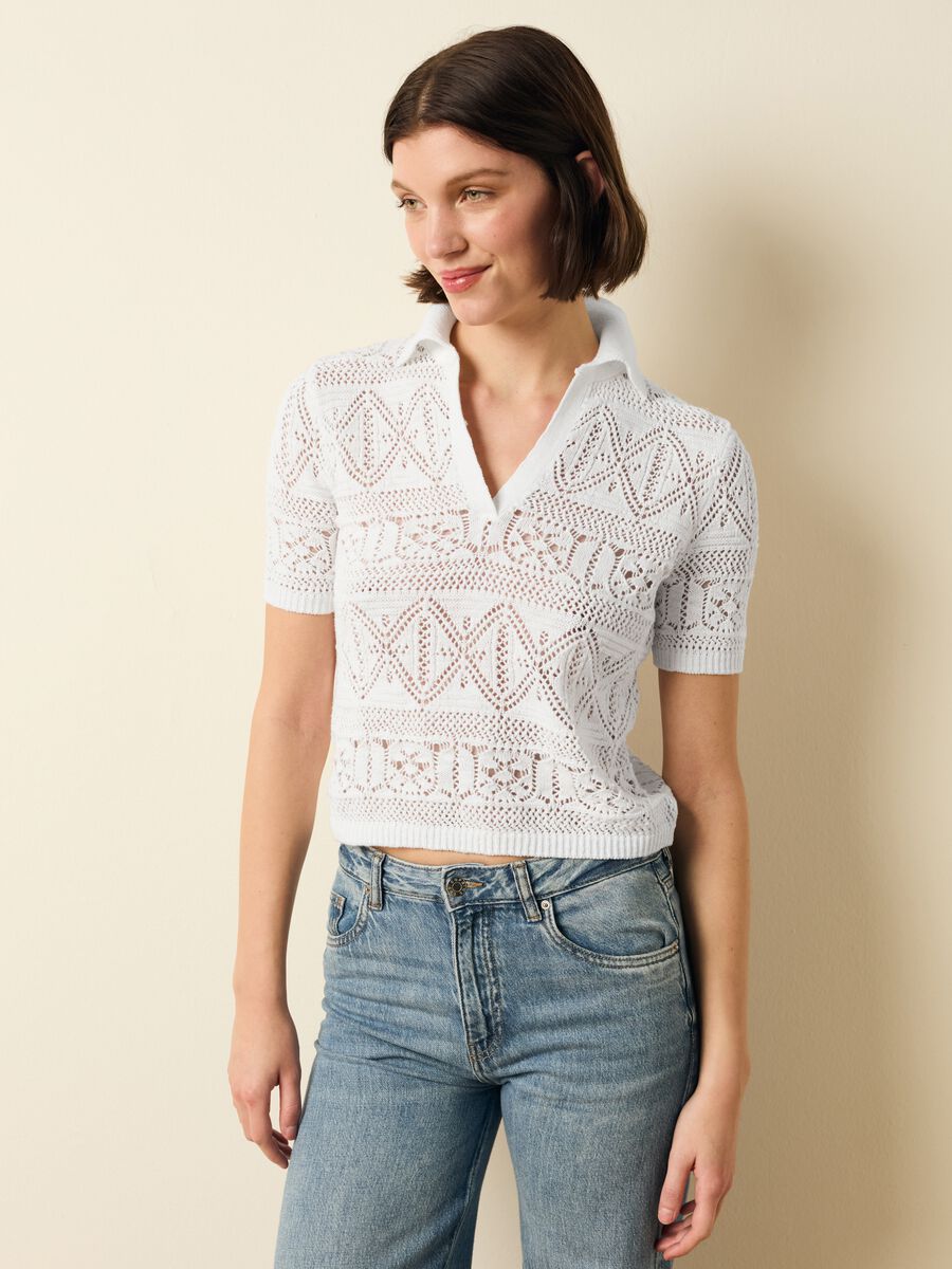 Crochet top with polo neck_1