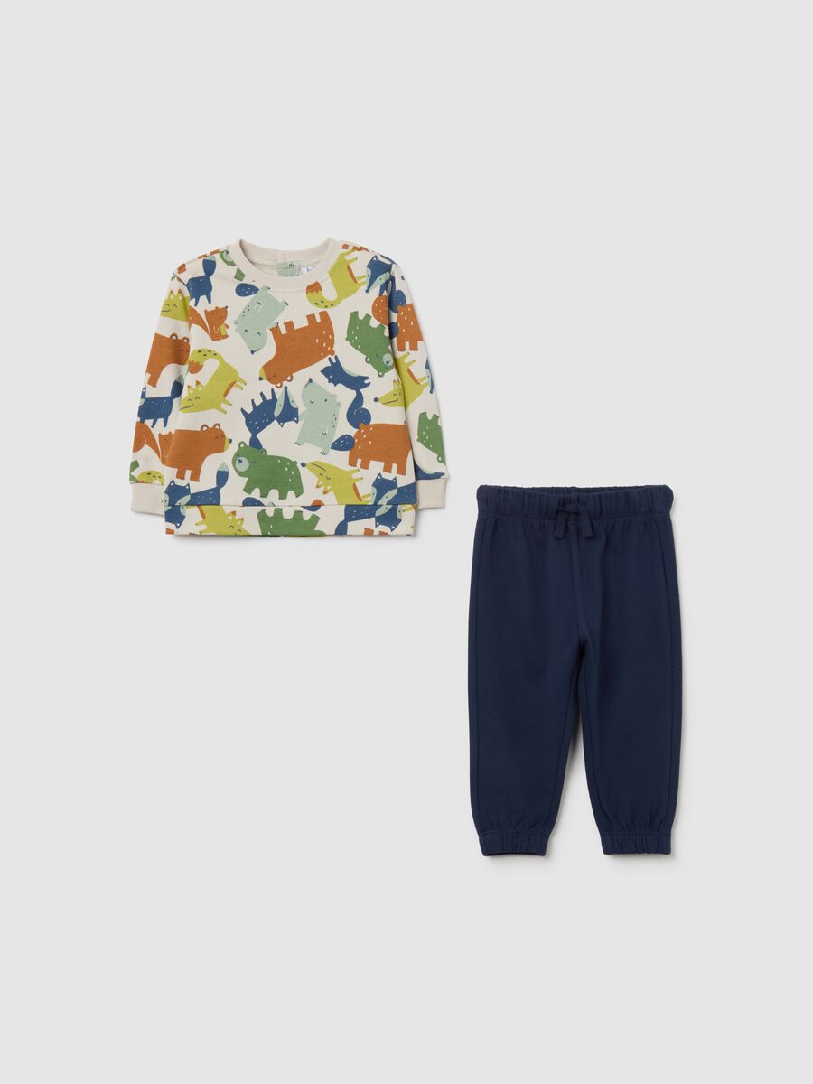 Multicolour sweatshirt and trouser set for boys in pure cotton regular fit_0