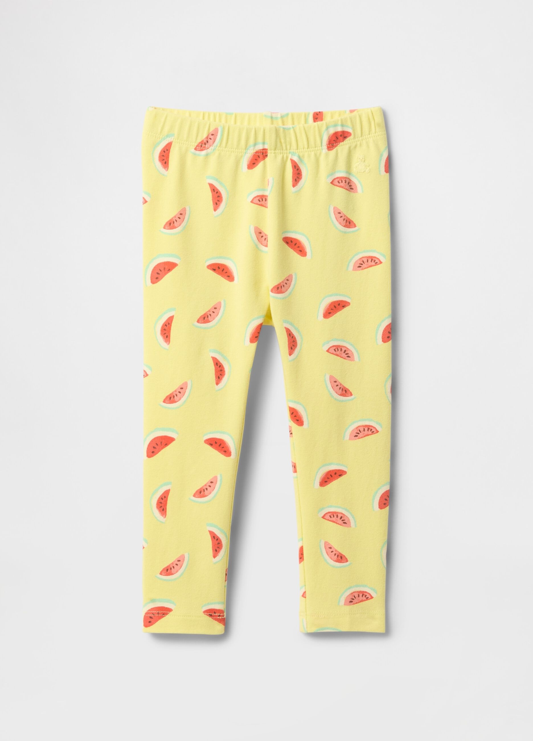 Yellow leggings with watermelon pattern