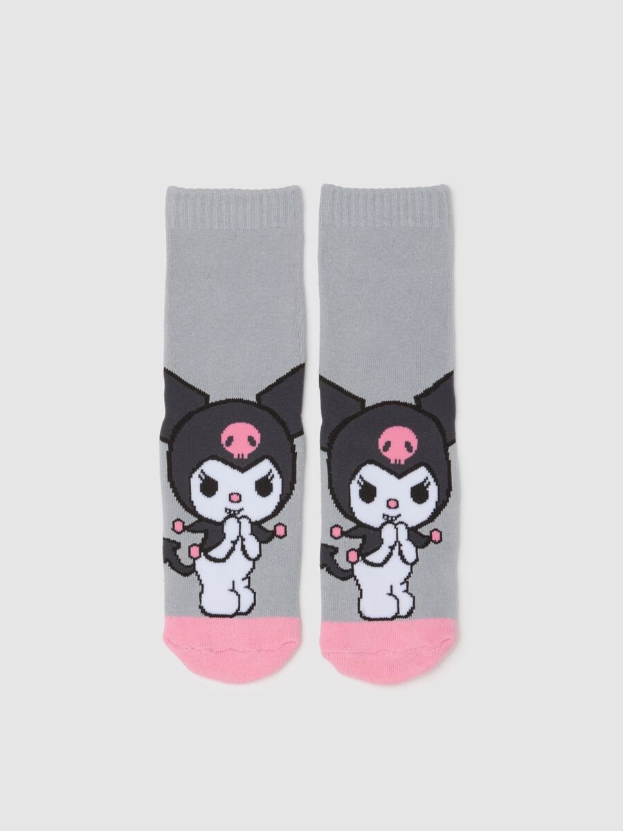 Grey Non-slip Socks with Kuromi_1