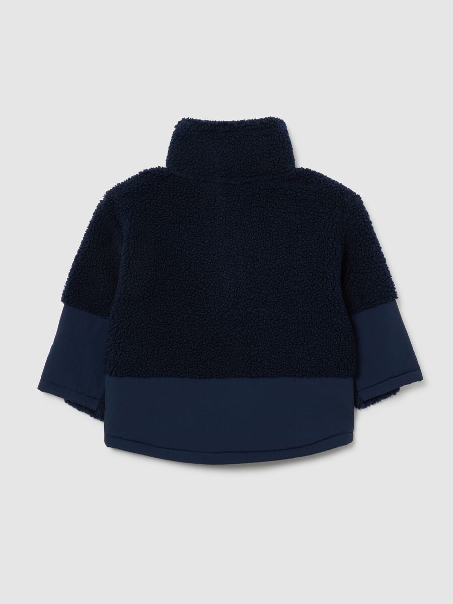 Giacca blu con collo alto da ragazzo in sherpa regular fit_1
