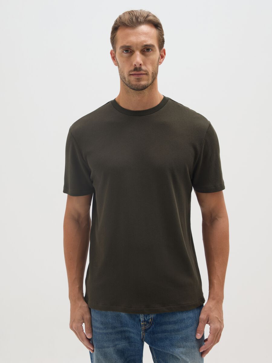 Regular fit green pure cotton T-shirt_0