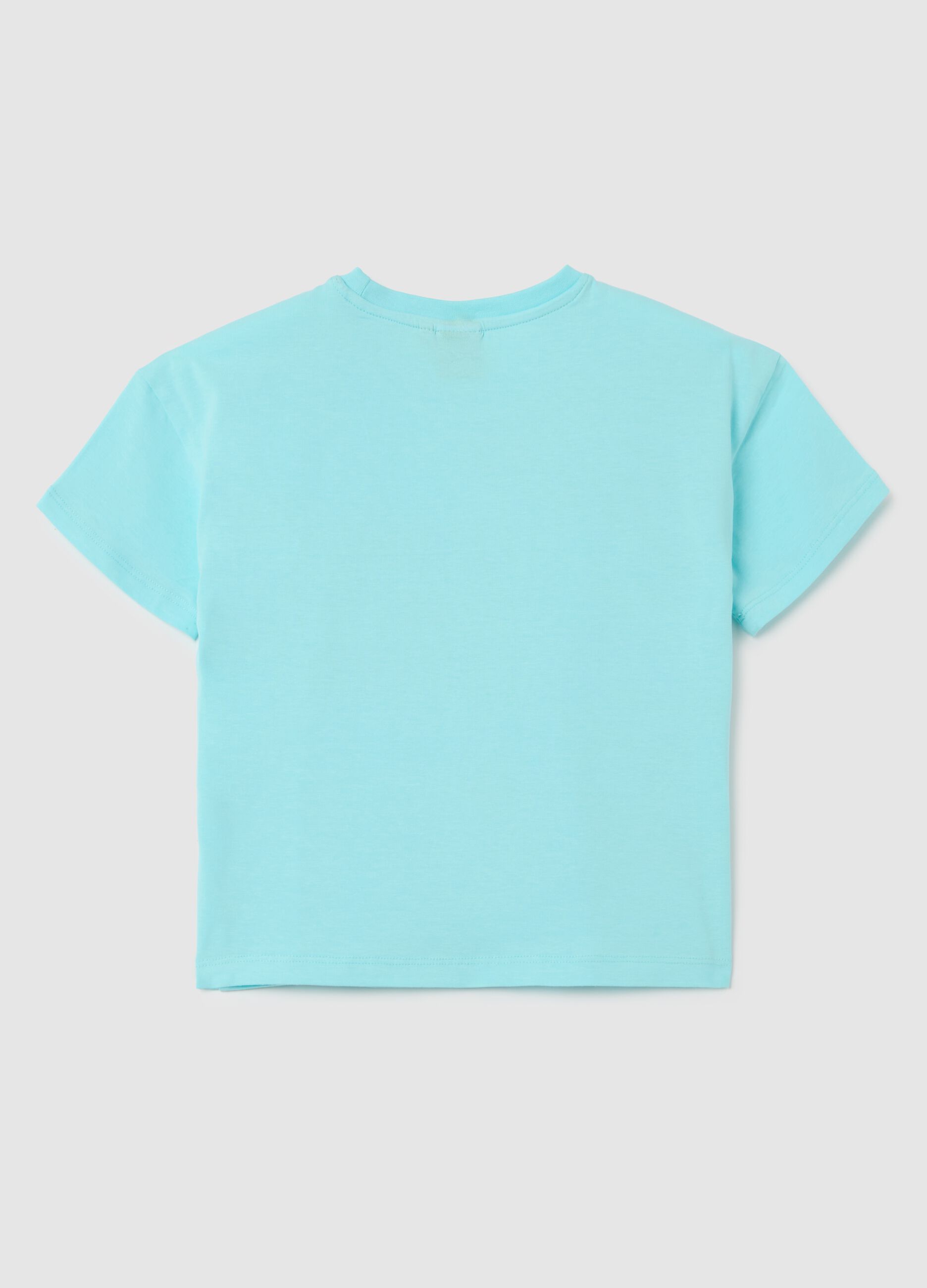 Blue stretch cotton girls' t-shirt with Snoopy print