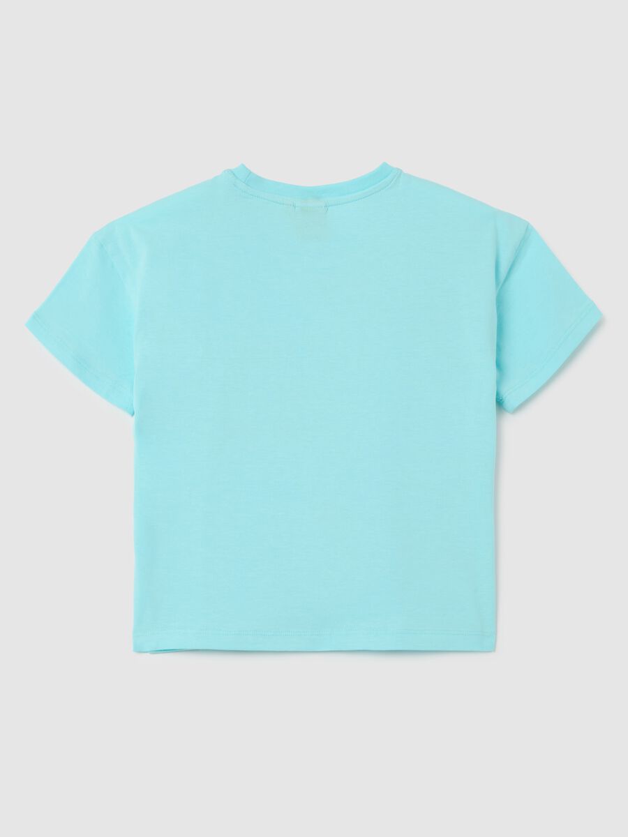 Blue stretch cotton girls' t-shirt with Snoopy print_1