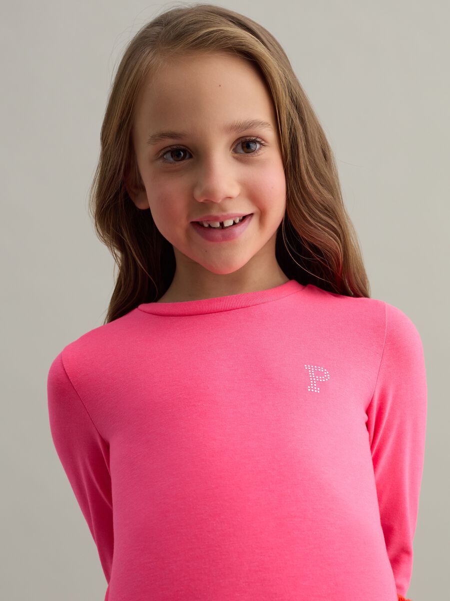 Long-sleeved T-shirt with diamanté logo_2