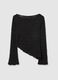 Black regular fit lace long sleeve top with boat neckline_4