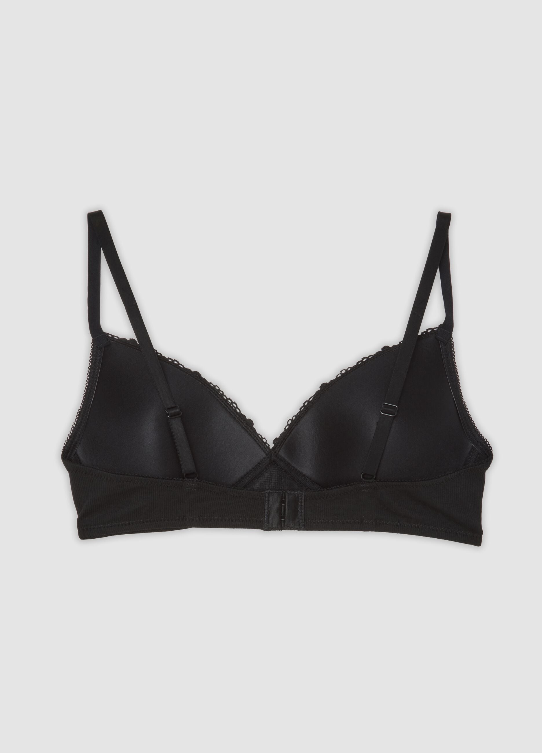 Black padded stretch organic cotton bra