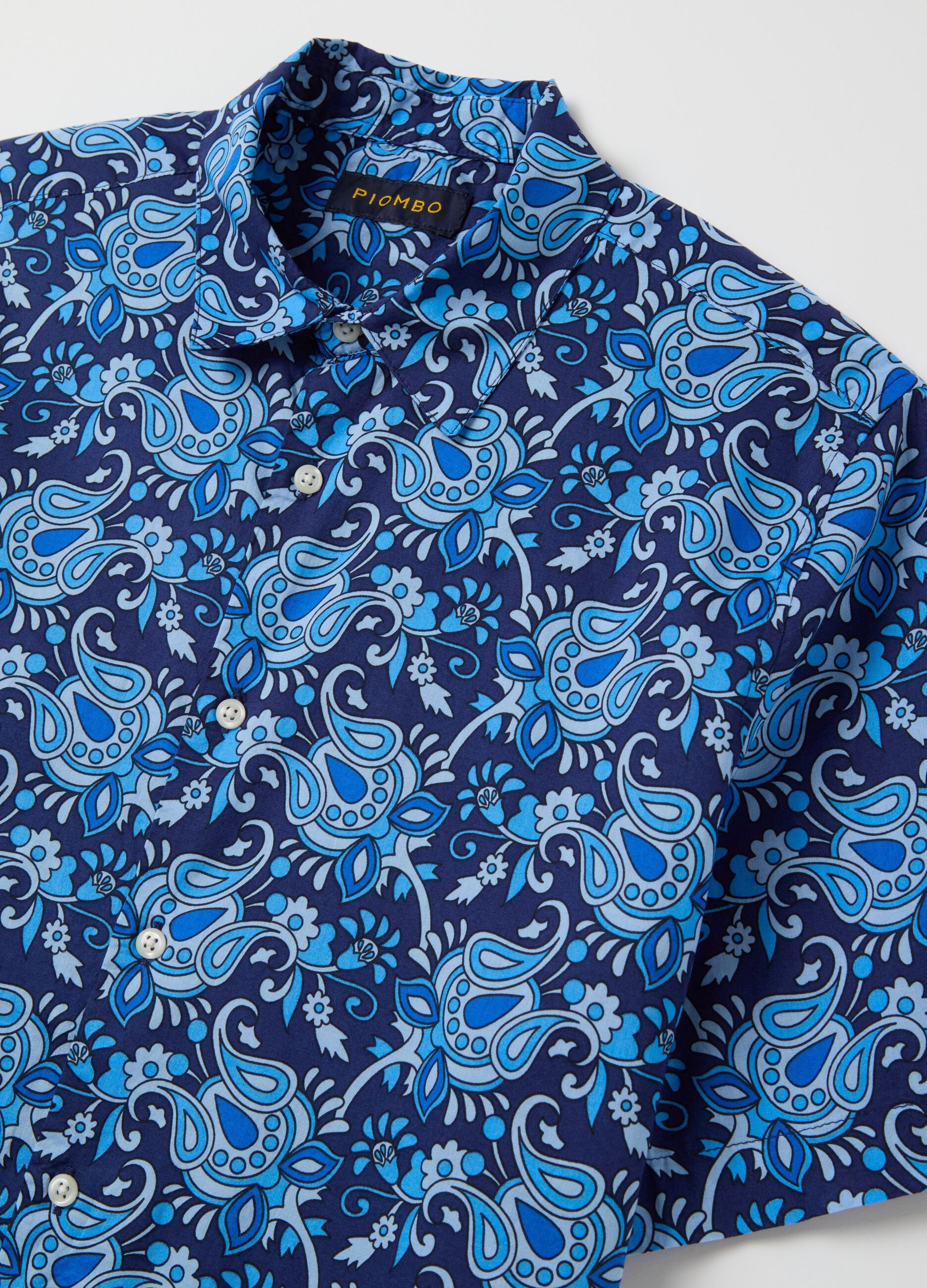 Camicia a maniche corte stampa paisley