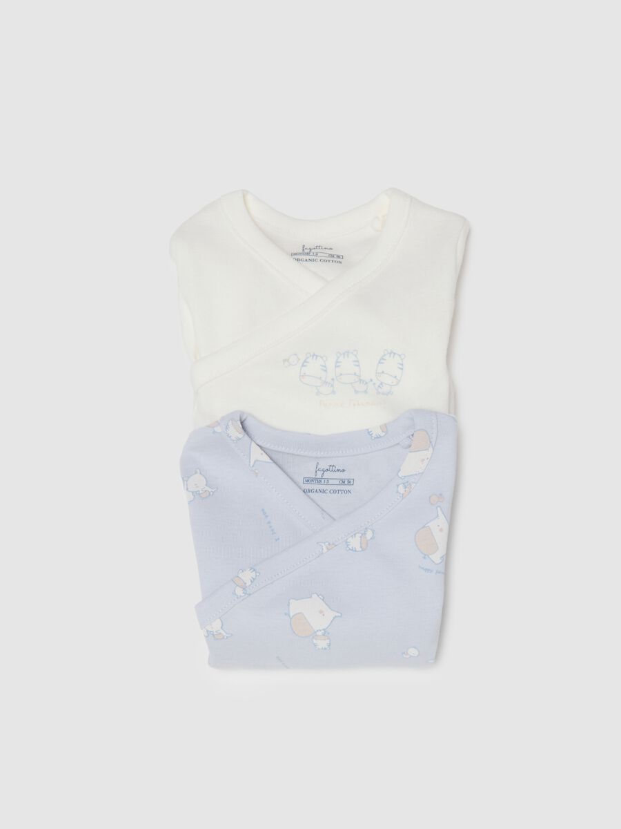 Bipack body in puro cotone multicolor con maniche corte per neonati_3